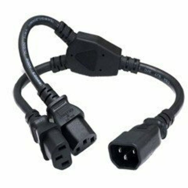 Swe-Tech 3C Computer / Monitor Power Extension Y Cord, Black, C14 to Dual C13, 13 Amp, SJT, black, 3 feet FWT10W1-02303Y